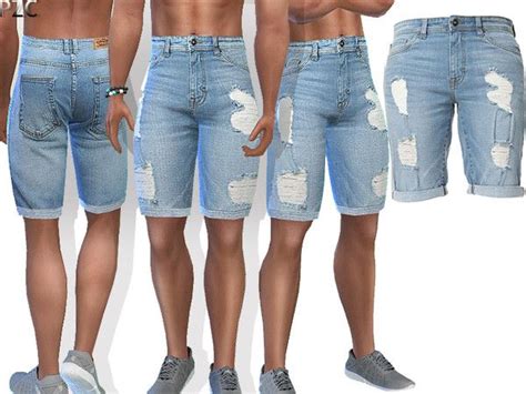 Denim Jeans Shorts James Sims 4 Male Clothes Sims 4 Men Clothing