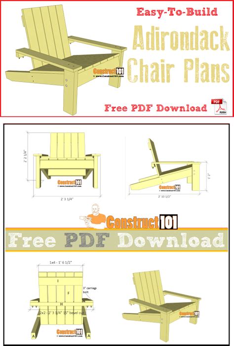 Simple Adirondack Chair Plans Pdf Download Construct101