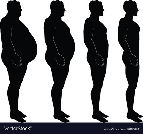 Men Silhouette Losing Weight Fat Thin Royalty Free Vector