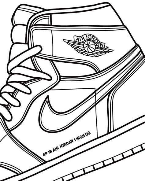 Jordan 1 Sneaker Drawing Printable Wall Art Hypebeast Etsy Canada