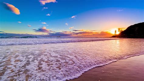 Ocean fiery sunset beach cloud. Beach Wallpaper | Beach sunset wallpaper, Sunrises nature ...