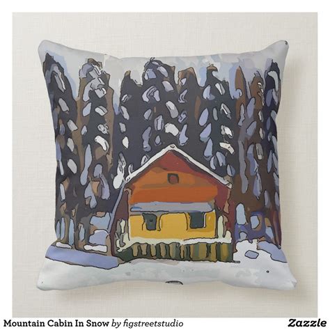 Mountain Cabin In Snow Throw Pillow Custom Holiday Card Holiday Cards