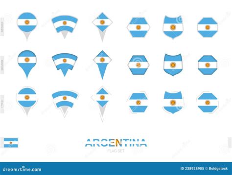 Collection Of The Argentina Flag In Different Shapes And With Three