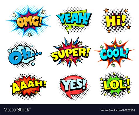 Comic Book Sound Effects Speech Bubbles Royalty Free Vector