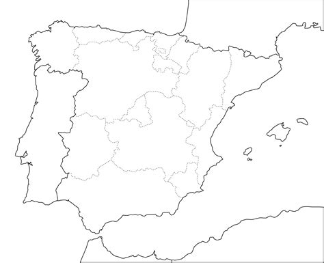 Mapa Político Mudo De España Para Imprimir Mapa De Comunidades