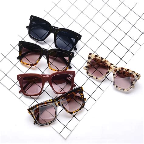Buy New Black Clear Oversized Square Sunglasses Women Gradient Summer Style