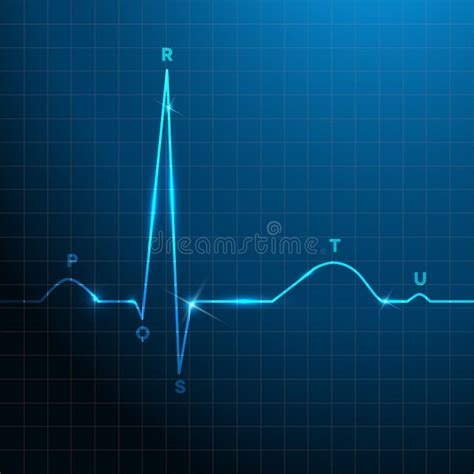 Normal Heart Rhythm Blue Background Design Stock Vector Illustration