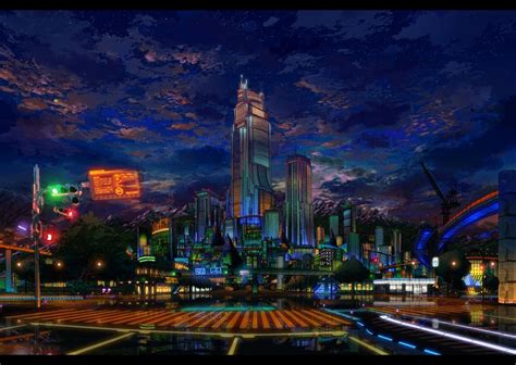 Anime City Night Wallpapers Wallpaper Cave