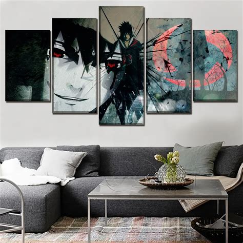 Top Rated Canvas Printed Painting 5 Panel Anime Naruto Itachi Uchiha