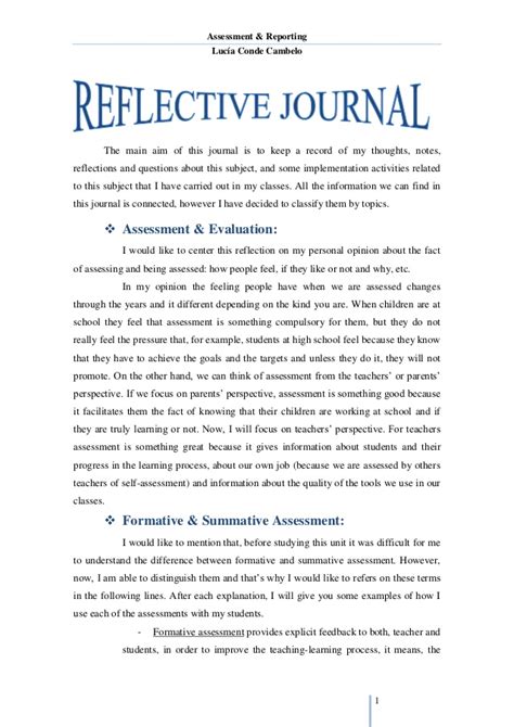 Have you ever kept a diary? Student teacher reflective essay assignment