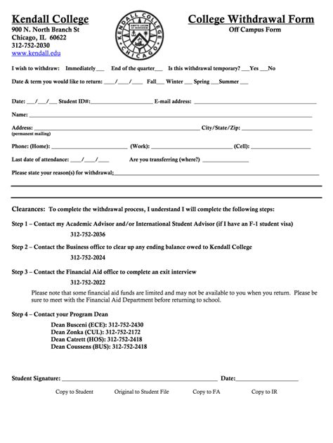 Kendall College Withdrawal Form Fill And Sign Printable Template