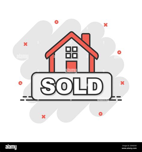 Cartoon Sold House Icon In Comic Style Home Illustration Pictogram
