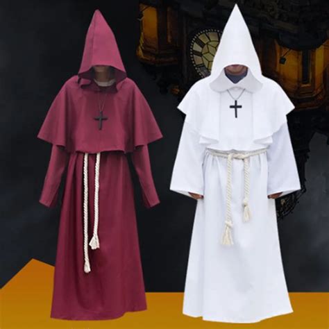 Halloween Medieval Costume Robe Knights Templar Cloak Hospitaller Tunic