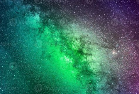 Background Of Abstract Galaxies With Stars And Planets With Green