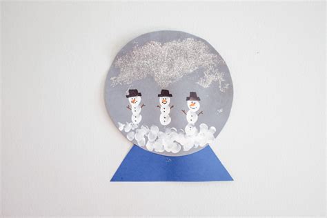 Snowman Craft Fingerprint Paper Snow Globe The Chirping Moms