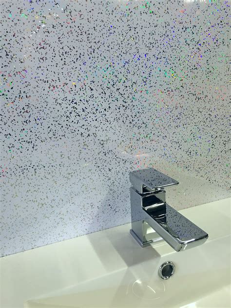 8 White Sparkle Diamond Effect Pvc Bathroom Cladding Shower Wall Panels