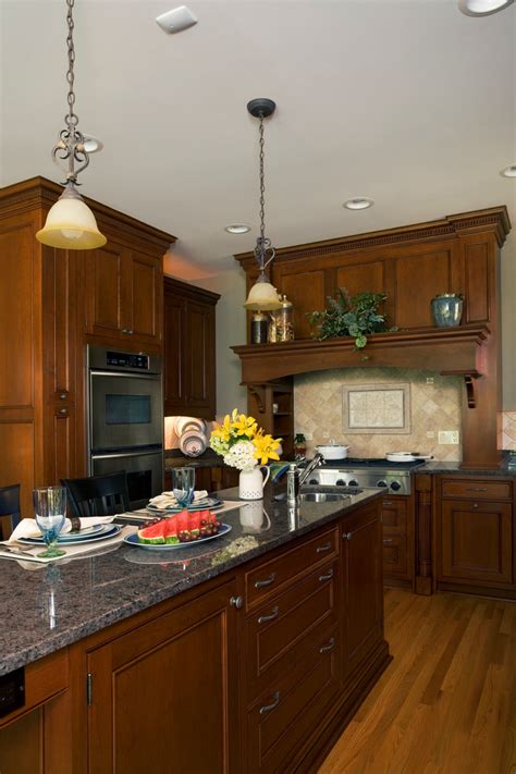 Recessed Panel Cherry Woodmode Kitchen With Cabinet Hood Traditional