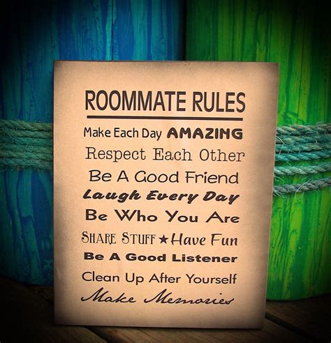 Roommate Rules Wood Sign Or Canvas Large Size Dorm Room Apartment