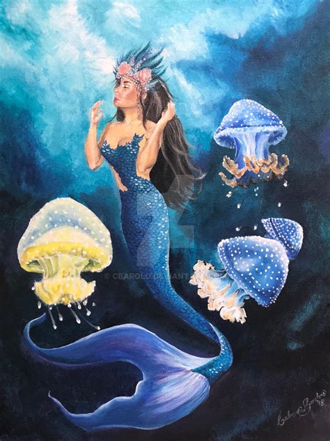 Mermaid And Her Spotted Jelly Fish By Cbarolo On Deviantart