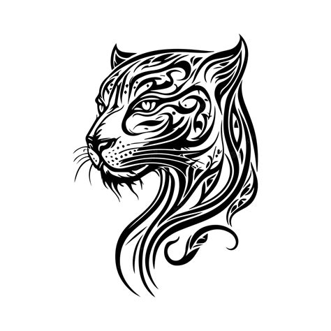 Premium Vector Panther Head Tribal Tatto Line Art Hand Drawn Illustration
