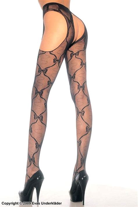Suspender Pantyhose With Bow Patterns Plus Size