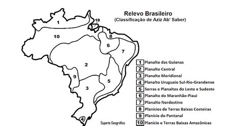 Mapa Relevo Do Brasil Para Colorir Suporte Geográfico