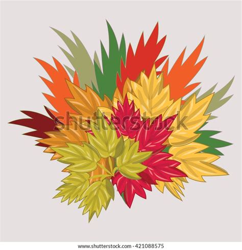 Bouquet Autumn Colored Leaves Isolated Art Stock Vector Royalty Free