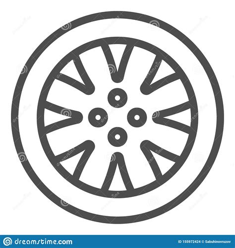 Tire Line Icon Automobile Wheel Vector Illustration Isolated On White
