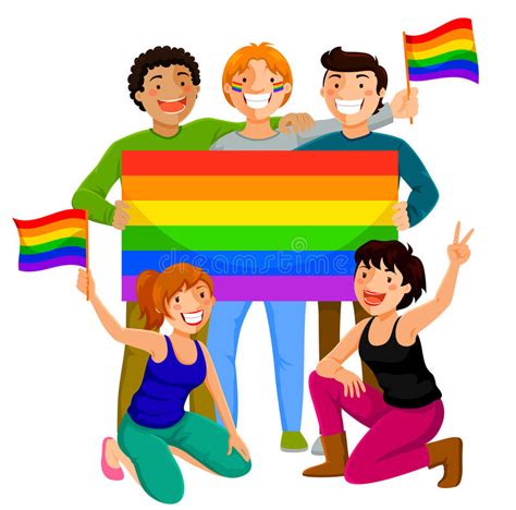 Mit dem hissen von vier regenbogenflaggen setzten vertreterinnen und vertreter von stadt und dem verein „vestischer. Leute Mit Regenbogenflaggen Vektor Abbildung ...