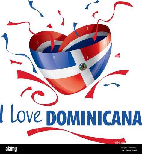 National Flag Of The Dominicana In The Shape Of A Heart And The Inscription I Love Dominicana