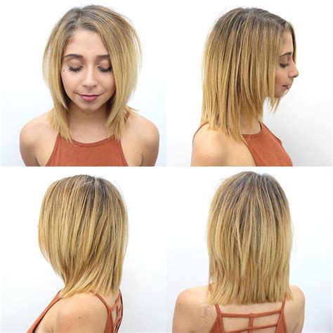 A razored bob is an edgier take on the classic cut. Long Blonde Textured Bob with Face Framing Layers - The ...