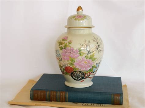 Vintage Japanese Floral Ginger Jar With By Missmagpiesshoppe