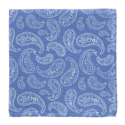 Light Blue Pocket Square With White Paisley Pattern In