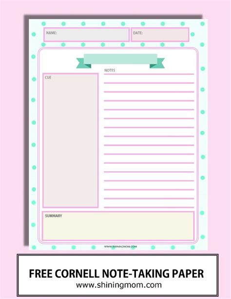 Happy Freebie Monday Note Taking Sheets Cornell Notes Template