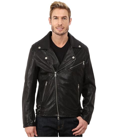 DKNY Washed Leather Biker Jacket - Black Capsule for Men - Lyst