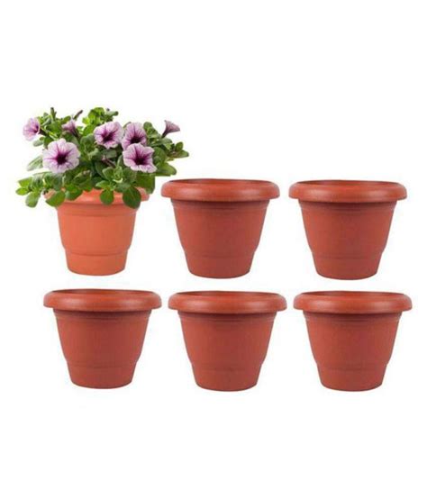 Brown Plastic Flower Pot Pack Of 6 Buy Brown Plastic Flower Pot