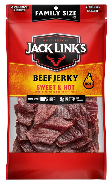 Jack Links Beef Jerky Sweet And Hot 100 Beef 9g Of Protein Per Serving 10 Oz Bag