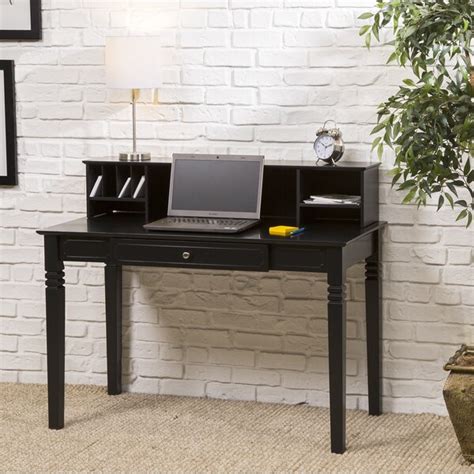 Black Wood Computer Desk With Hutch Overstock 5224751