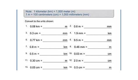 metric conversion worksheet 5th grade
