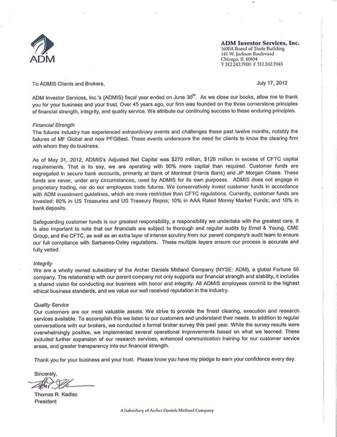 But if a company spokesman or spokeswoman issues a statement by the company president on an important issue, and sends the statement to the media, that is not an internal memo, since it is being sent to a wider audience and not just people in. ADMIS President's Letter on Fiscal Year End | Roy E. Abbott Futures, Inc