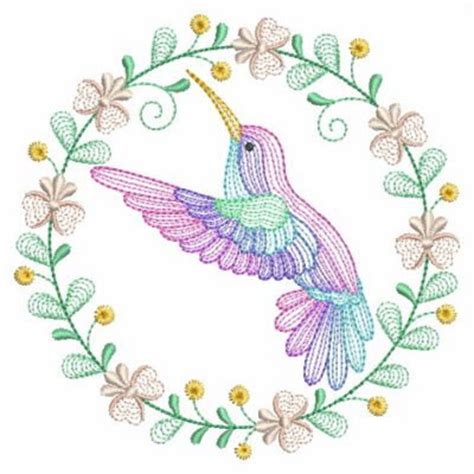 Hummingbird Wreath Machine Embroidery Designs Instant Download Etsy