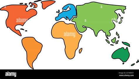 Mapa Del Mundo Dividido En Continentes Imágenes Vectoriales De Stock