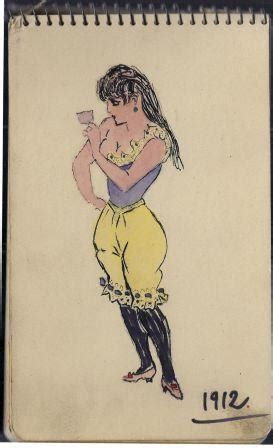 CURIOSA dessins érotiques aquarellés de Pinups sur le thème des dessous féminins ou divers