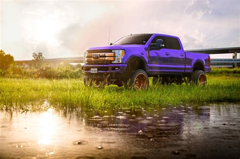 Purple Madness Lifted Ford F250 With Fuel Wheels And Custom Vinyl Wrap