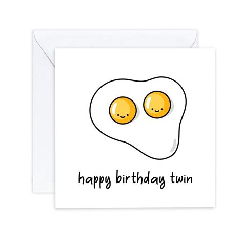 Happy Birthday Twin Twin Birthday Card Funny Humour Egg Pun Card For