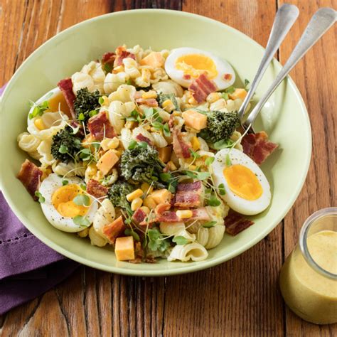 The garlicky paste, flavored with rosemary and red pepper flakes, is simply addictive; Egg Pasta Salad with Curry-Mayo Dressing