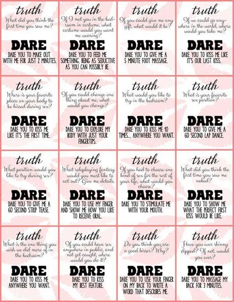 Couples Truth Or Dare Printable Game Spice Up Date Night With This