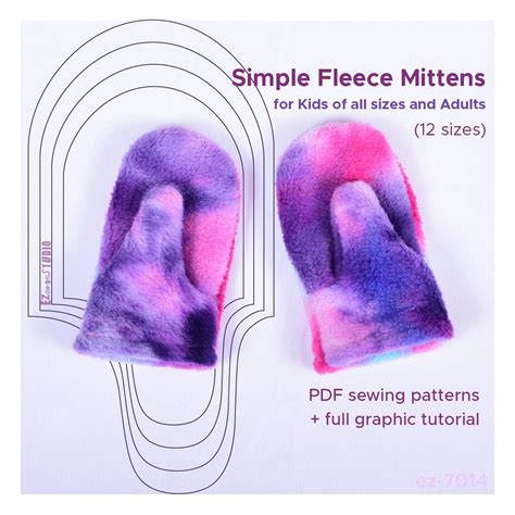 Simple Fleece Mittens Pdf Sewing Pattern 12 Sizes Kids Of Etsy