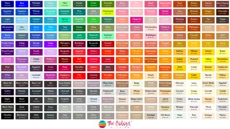 List Of Colors 1000 Colors With Names Hex RGB CMYK