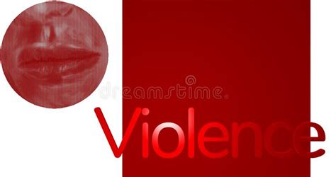 Render With Red Concept Of Violence With Abstract Painted Lips Stock